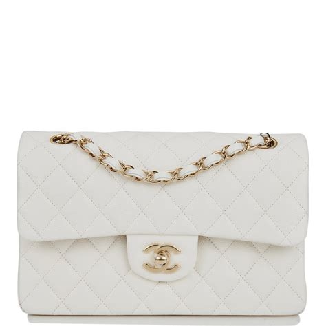 chanel small classic flap white caviar|Chanel White Quilted Caviar Classic Flap Small .